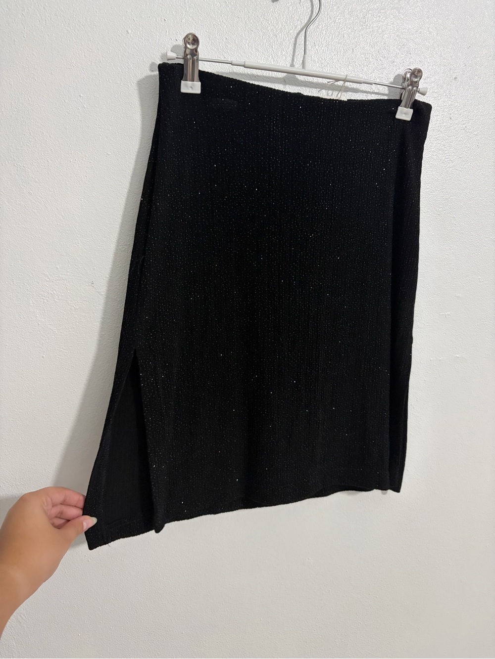 XOXO Black Sparkle Mini Skirt with Side Slit